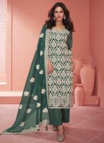 Organza Silk Green Wedding Wear Embroidery Work Salwaar Suit